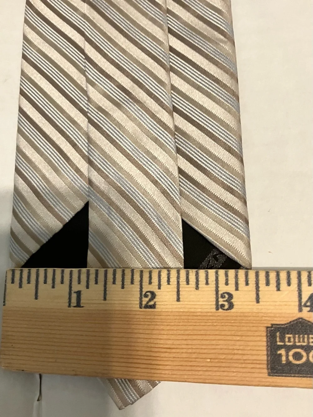 Dkny Beige and Brown Striped Silk Tie Made in the USA